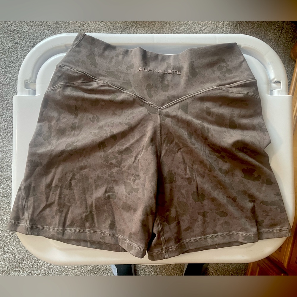 Womens Alohalete Biker Shorts with Crossover Band- worn once, size M